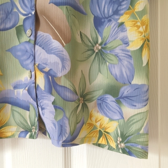 Allison Daley 90's Vintage Floral Lightweight Short Sleeve Button Down Top 14P - Picture 10 of 12